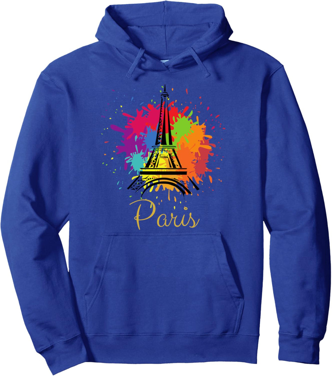 Bunter Farben-Hintergrund auf Eiffelturm - Paris Pullover Hoodie
