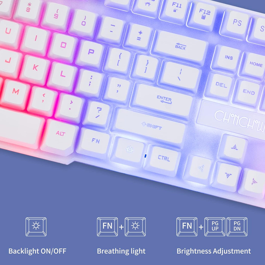 Gaming-Tastatur und -Maus, Regenbogen-Tastatur und Gaming-Maus, LED-Hintergrundbeleuchtung, 3600 dpi