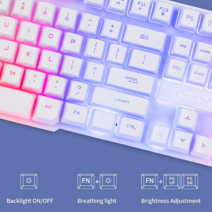 Gaming-Tastatur und -Maus, Regenbogen-Tastatur und Gaming-Maus, LED-Hintergrundbeleuchtung, 3600 dpi