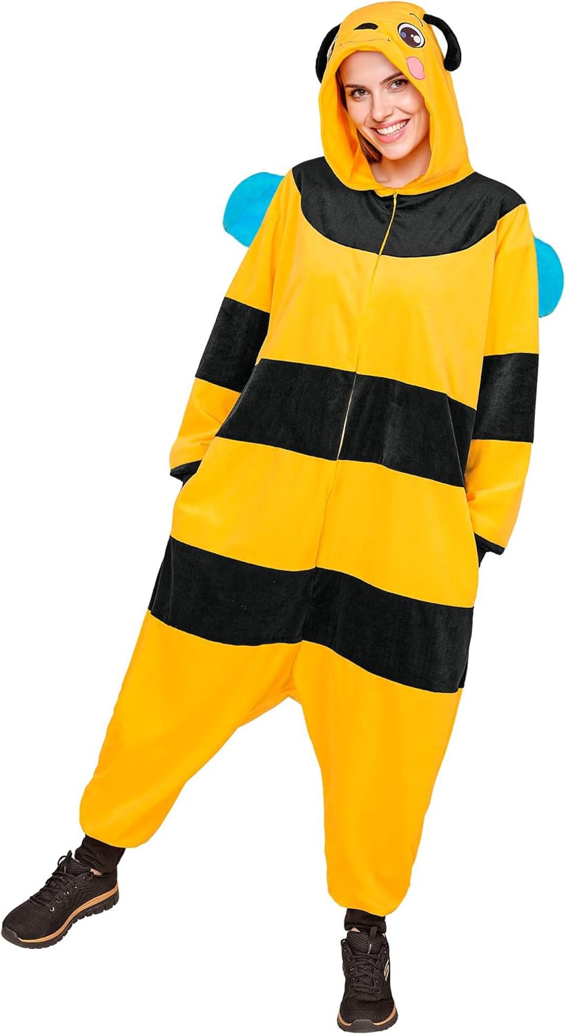 W WIDMANN MILANO Party Fashion - Tier Overall für Erwachsene, weicher Plüsch Jumpsuit mit Kapuze, Ti