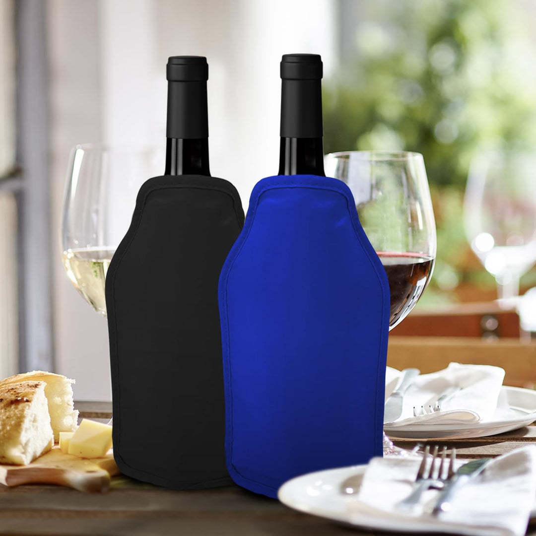 2er-Set Weinkühler und Sektkühler Hülle Manschetten - Schwarz & Blau - Perfekt zum Kühlen von Wein-