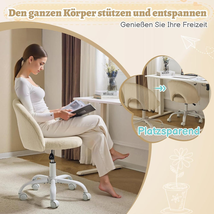 Bonnlo Homeoffice Stuhl, Schreibtischstuhl, Schminktisch Stuhl, Bürostuhl ohne Armlehnen, Drehstuhl