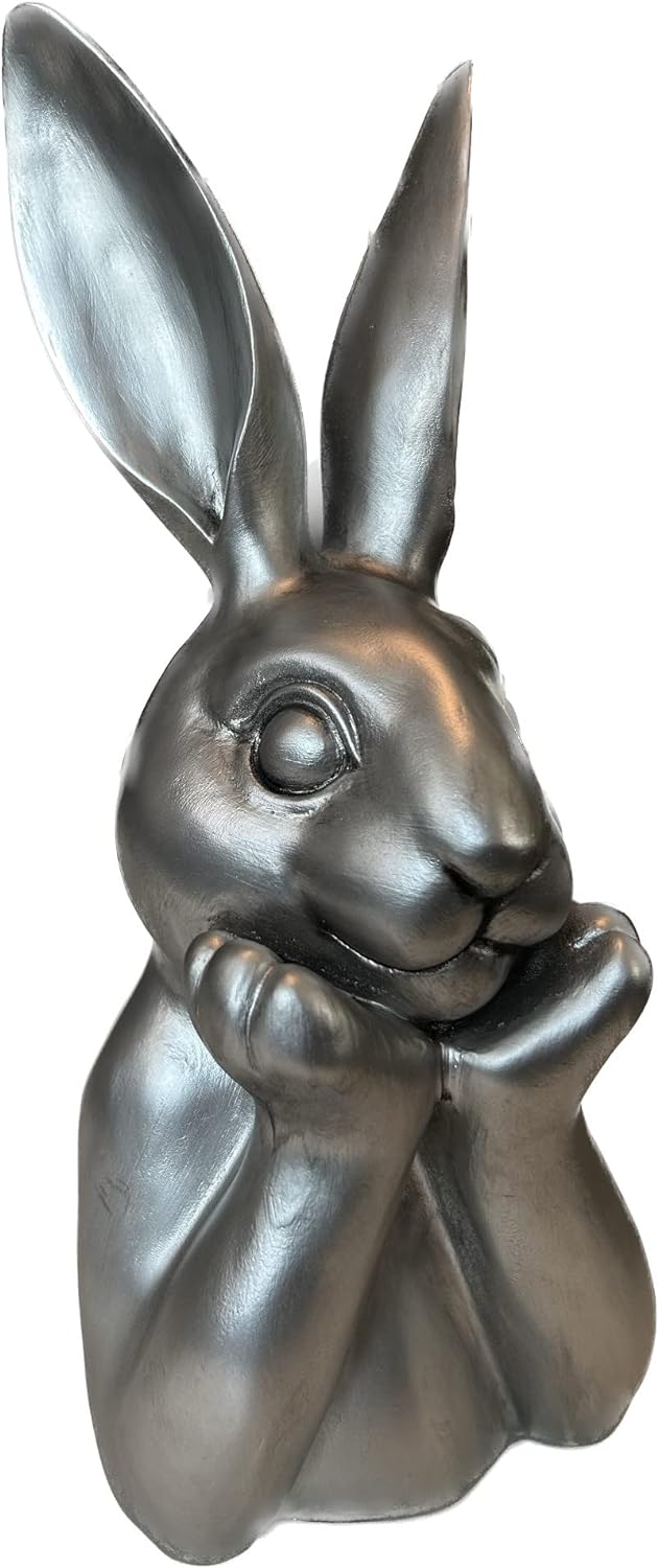 presentis HASENBÜSTE Osterhase Deko Ben 35 cm Silber Altsilber Osterdeko, Silber