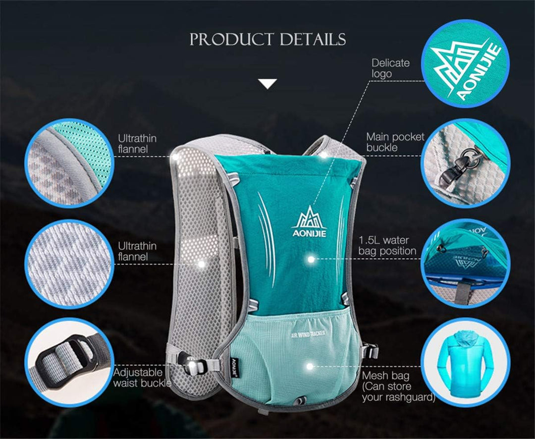 Win.Deeper 5L Ultraleicht Trinkrucksack Trail Rucksack Trinkweste, Hydration Pack Fahrradrucksack fü
