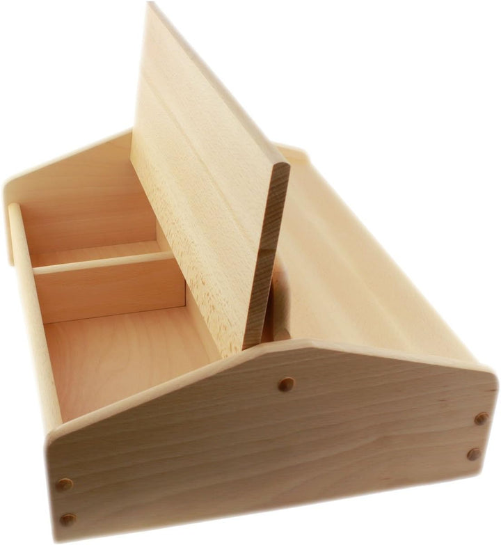 TelMo Schuhputzkasten aus Buchenholz 40x20x31cm zweiseitig
