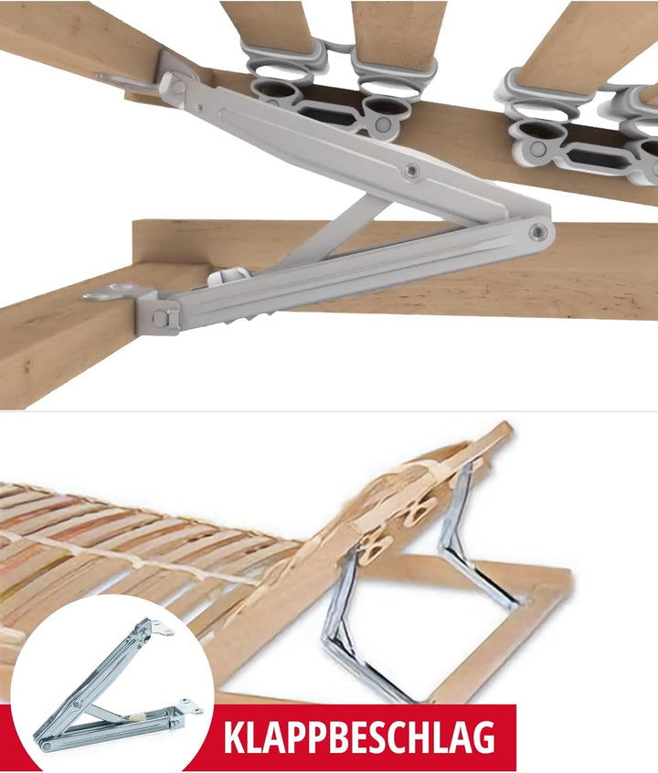 GedoTec Klappenbeschlag Rastomat Kopfteil Verstellbeschlag - MULTIFLEX | Hochstellstütze Metall verz