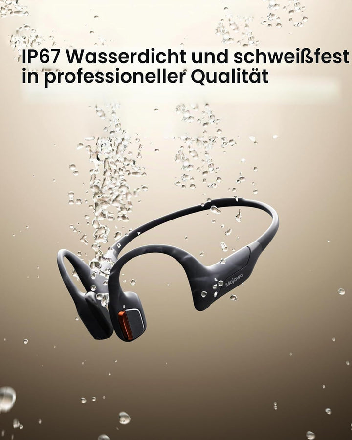 mojawa Purra Run Knochenschall-Sportkopfhörer, Open-Ear, IP67 wasserdicht, ENC-KI-Mikrofon, Sprachst