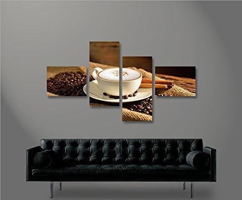 islandburner Bild Bilder auf Leinwand Cappuccino Kaffee Kaffebohnen Gemütlich 4L XXL Poster Leinwand