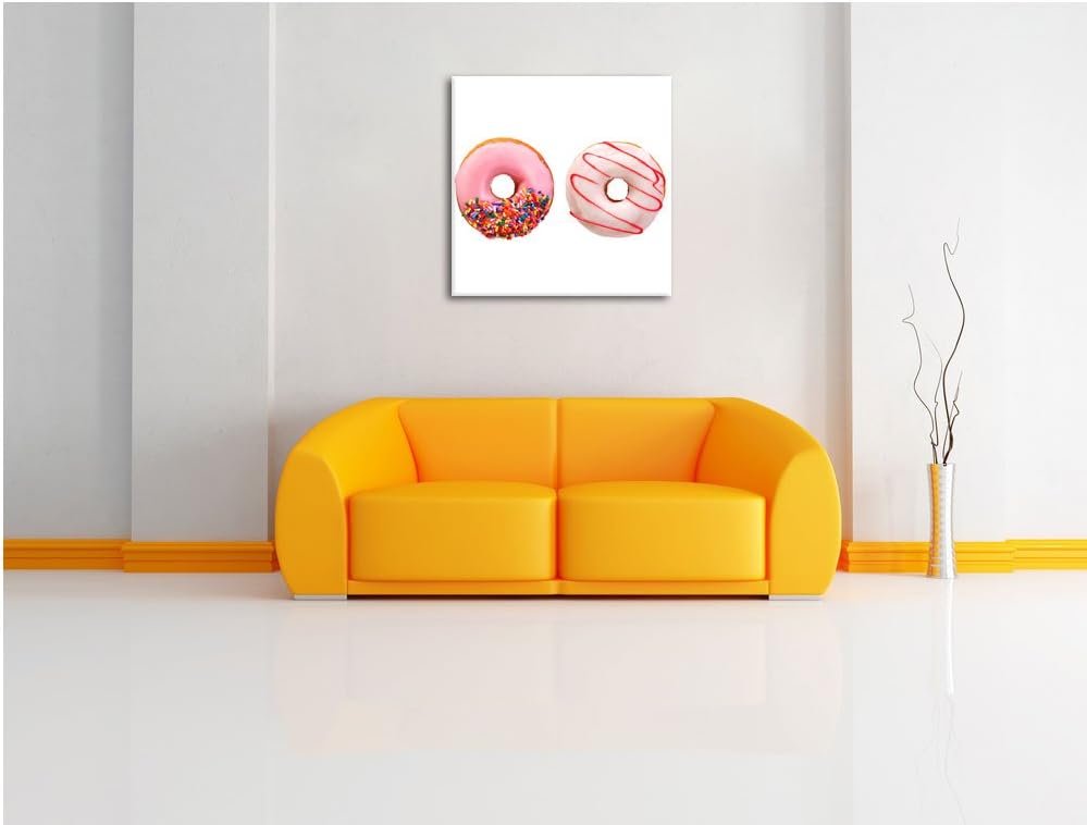 Glasierte Donuts, Format: 70x70 auf Leinwand, XXL riesige Bilder fertig gerahmt mit Keilrahmen, Kuns