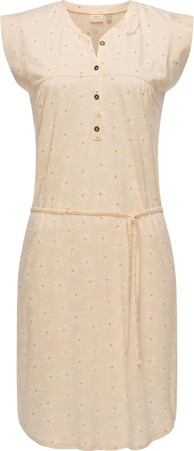 Ragwear Damen Kleid Midi Sommerkleid Zofka XS-XXL S Beige, S Beige