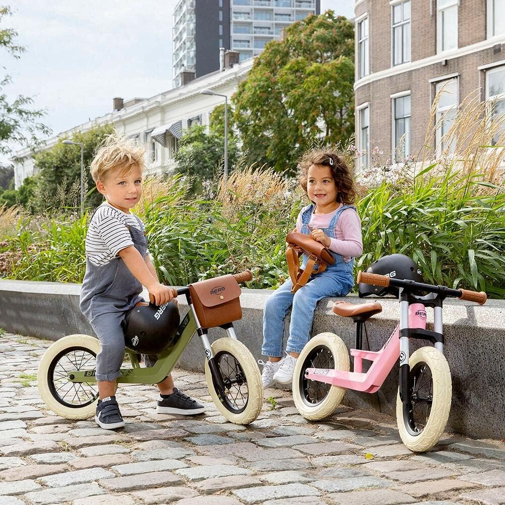 BERG Biky Retro Green Laufrad, 12'' Kinderfahrrad, Für Kinder von 2 bis 5 Jahre, Retro Grün Pink, Pi