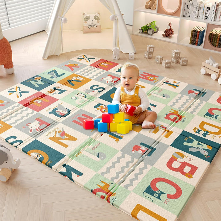 Dripex Krabbelmatte Baby Faltbar 150x180x1.5 CM Kinder Spielmatte Rutschfeste Krabbeldecke Wendbar G