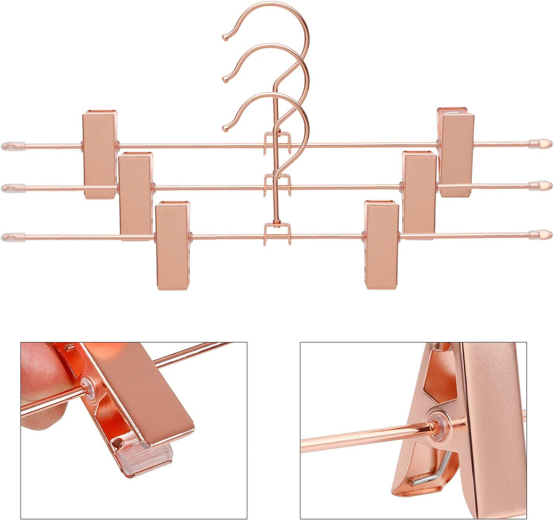 SONGMICS Hosenbügel aus Metall, 10 Stück, Kleiderbügel, 31 cm, mit 2 rutschfesten Clips, für Röcke,