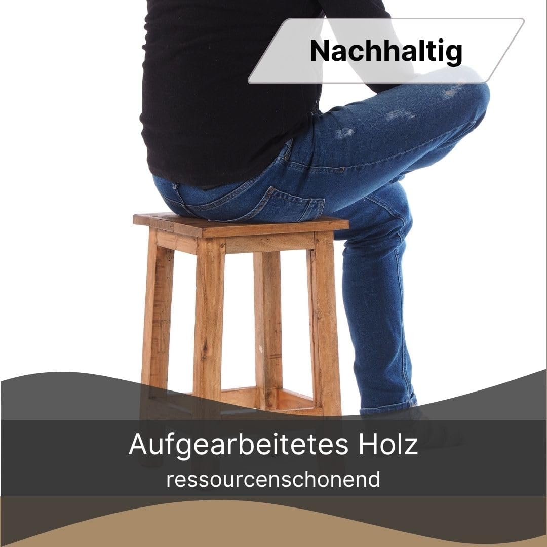DESIGN DELIGHTS RUSTIKALER Holz SITZHOCKER Madero | 48x30x30 cm (HxBxT), Recyclingholz | Holzhocker