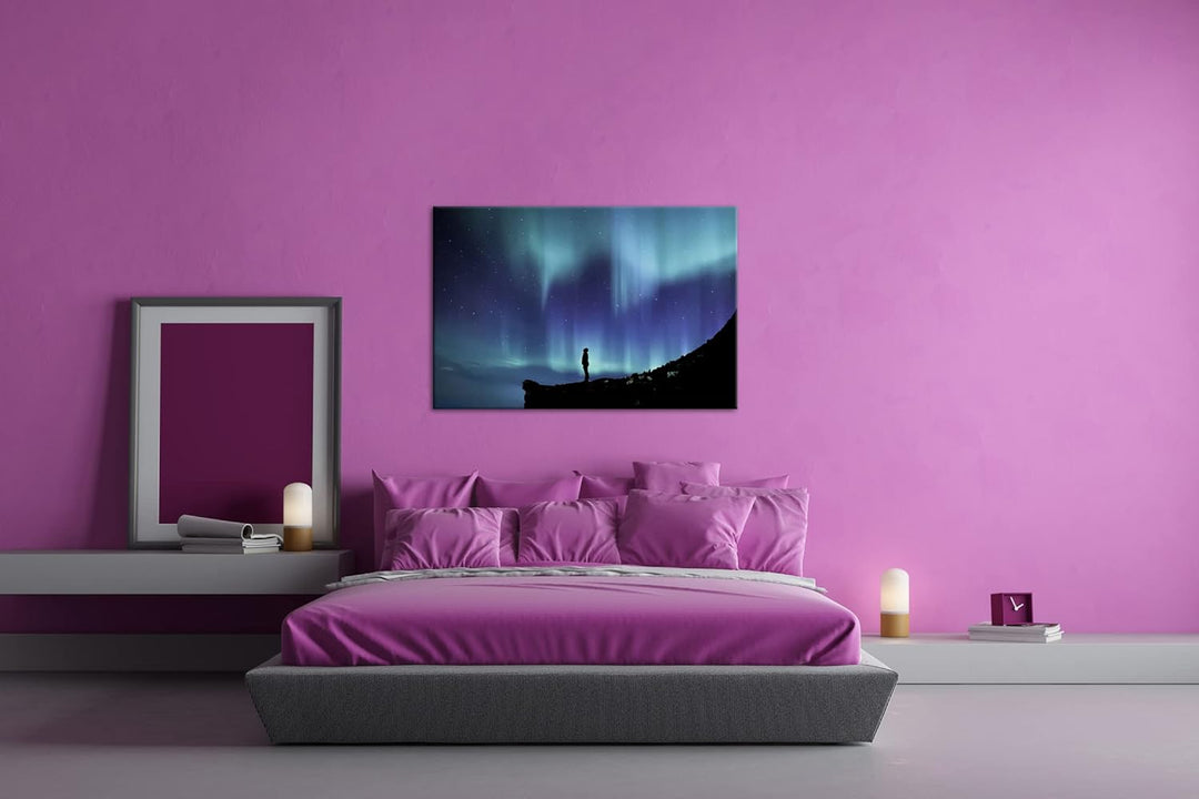 deyoli sagenhafte Polarlichter Format: 60x40 cm als Leinwandbild, Motiv fertig gerahmt auf Echtholzr