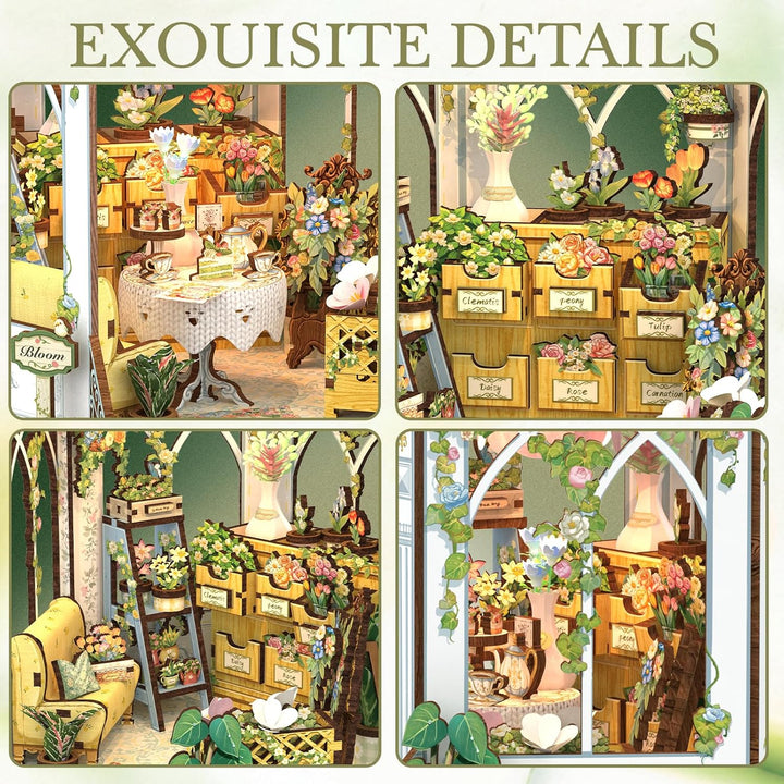 Cutefun DIY Miniaturhaus - Holz Puppenhaus für Erwachsene - Miniatur Puppenhaus Kit Bücherregal - Hä