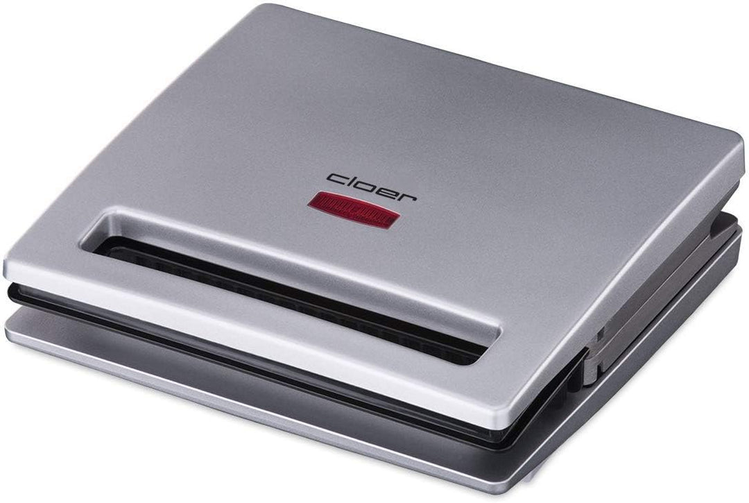 Cloer 6219 Sandwichmaker, 900 W für 2 diagonal geteilte Toasts, optische Fertigmeldung, silber Silbe