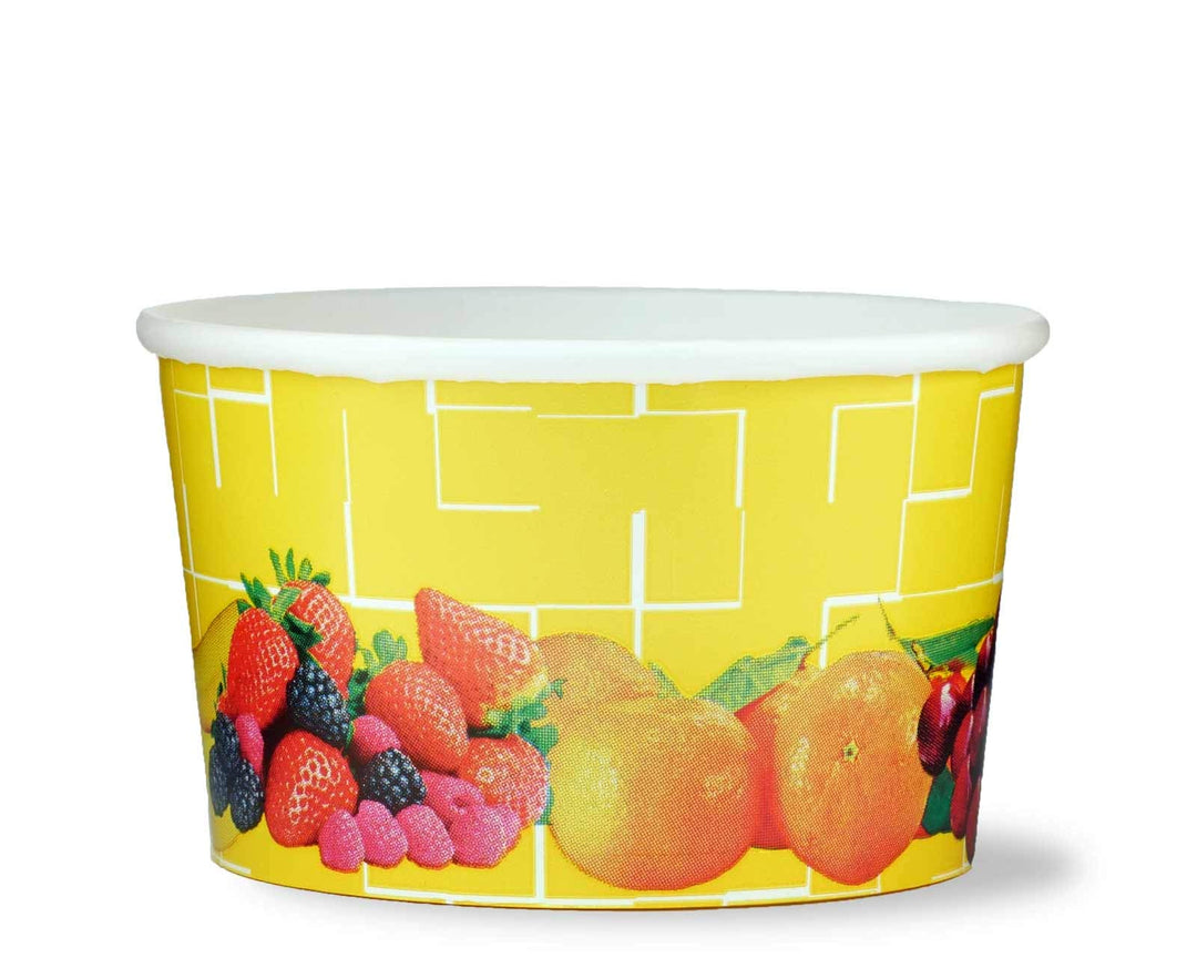 Octopus 200x Eisbecher, EIS- Pappbecher, Früchtebecher mit 260 ml Füllvolumen für 2 Kugeln EIS Gelb
