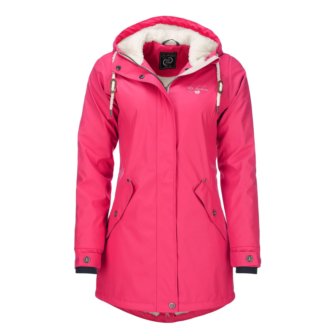 Dry Fashion Damen Regenmantel Malmö - Frauen Regenjacke Jacke mit Kapuze Lang Winddicht Wasserdicht