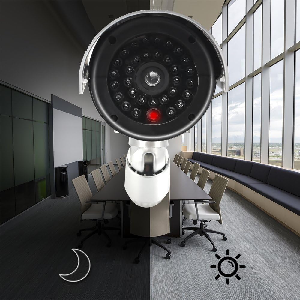 Dummy Kamera Fake Überwachung Kamera CCTV mit Blinkendem LED Licht Sicherheitskamera - 4 Stück (Silb