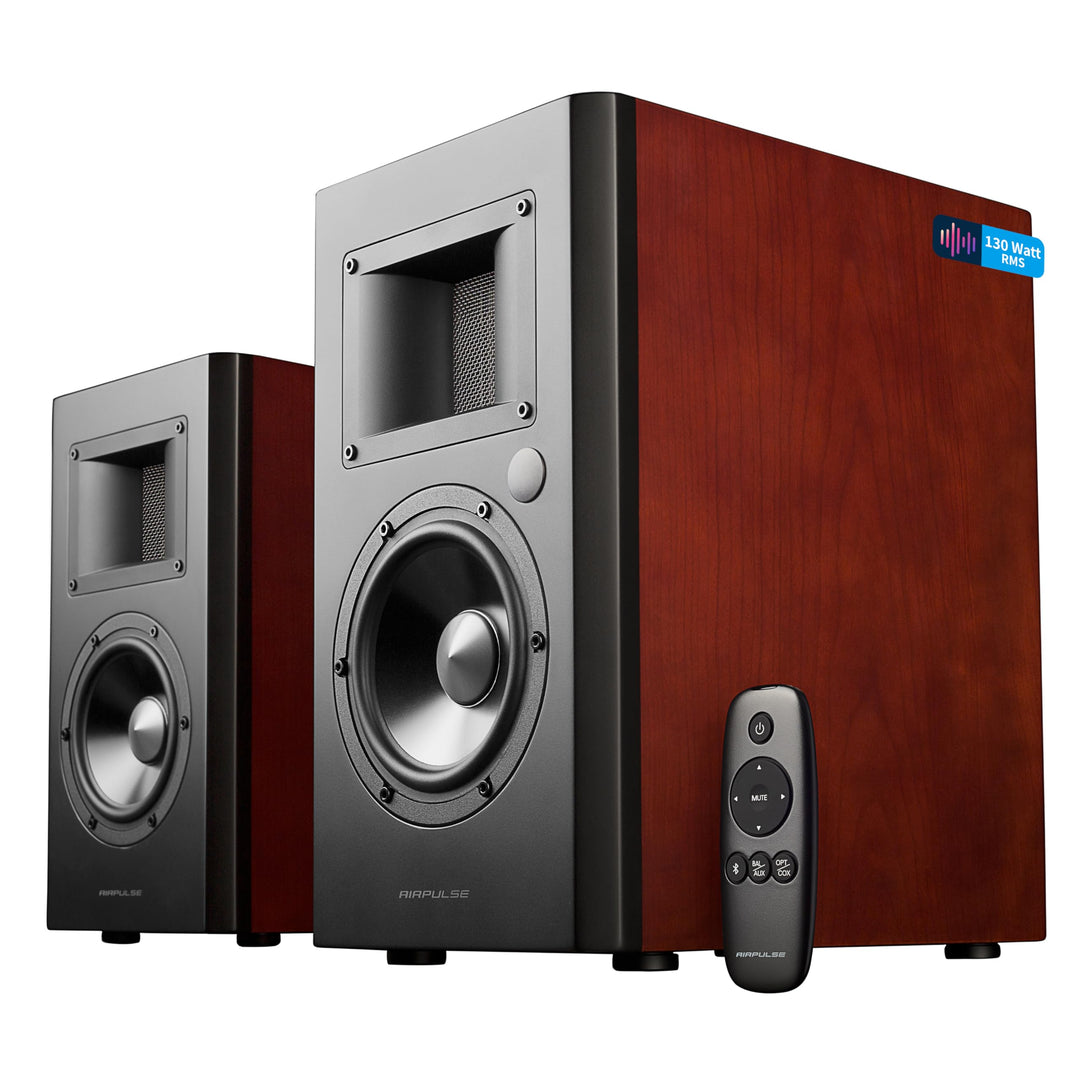 EDIFIER AIRPULSE A200 - 2.0 Studiomonitore (130W) mit Bluetooth V5.0 (aptX), Bändchen-Hornhochtöner