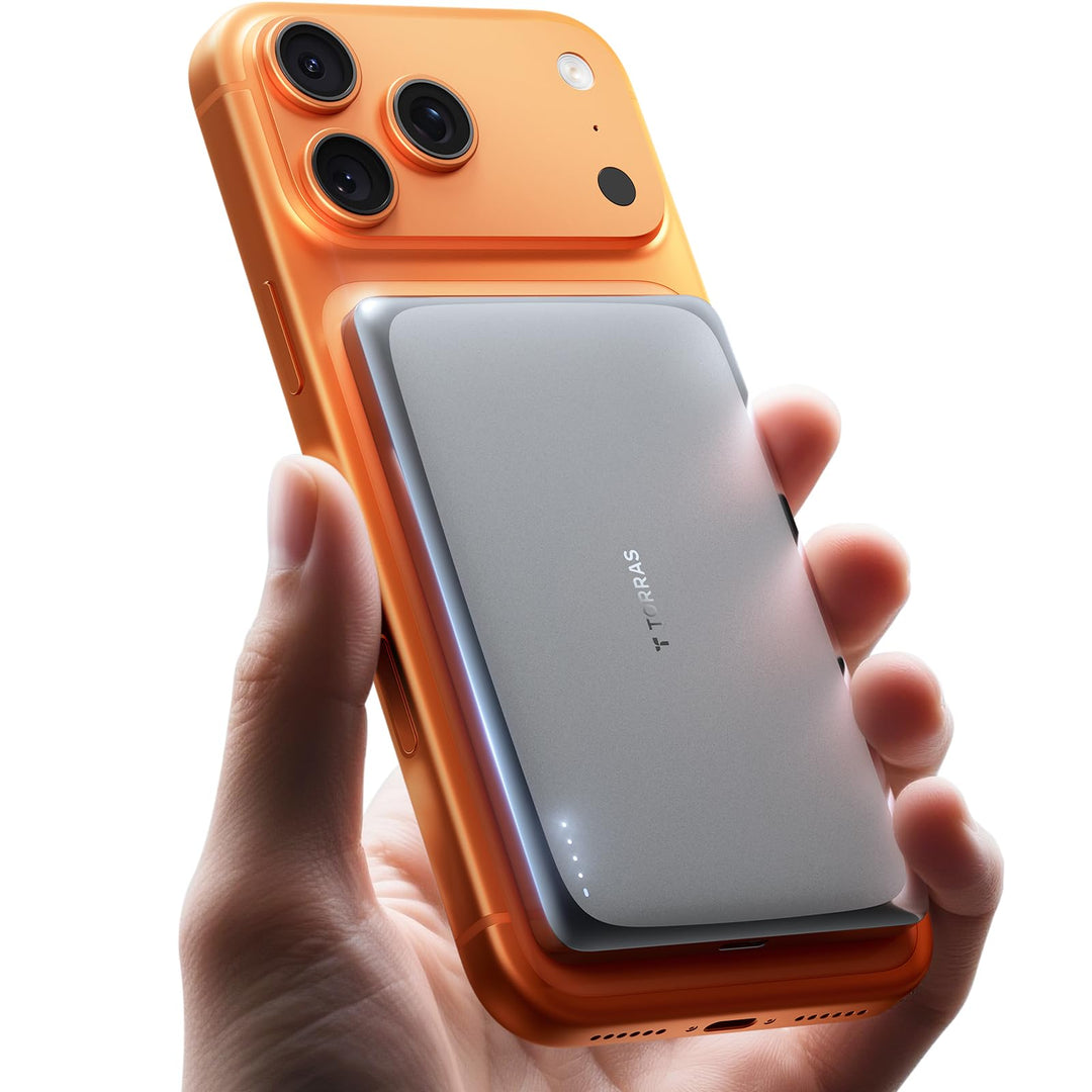 TORRAS MiniMag Pro Ultra Slim Powerbank für Magsafe, 5000mAh Semi-Solid-State Akku, Magnetische Wire