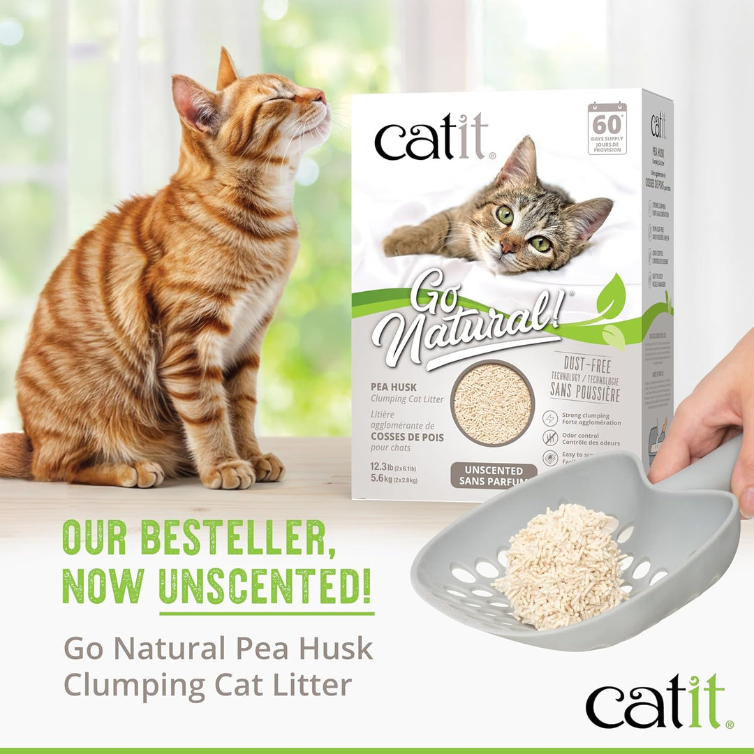 Catit Go Natural, klumpende Katzenstreu, aus Erbsenhülsen, Natur, 2 x 2,8kg (5,6kg)