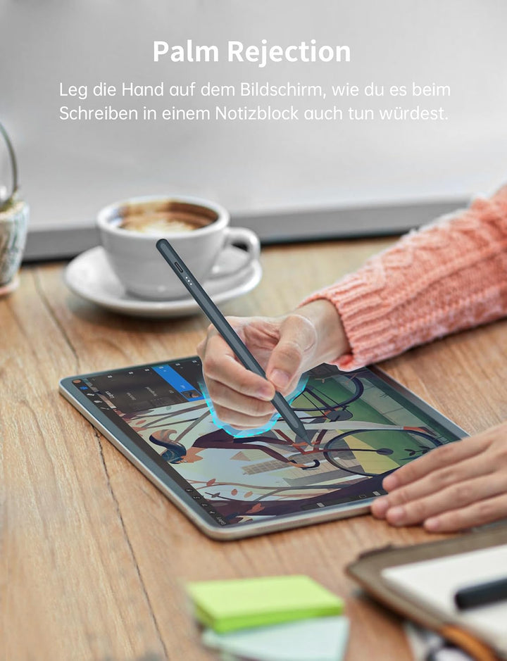 MEKO Stift für Apple iPad 2018-2025 mit Schnellladeleistung, Pen mit Palm Rejection und Neigungssens