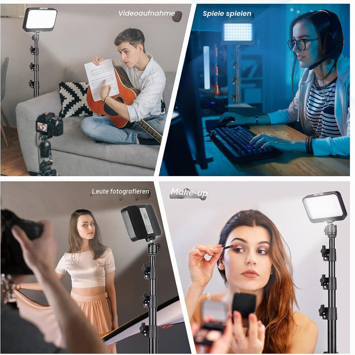 UBeesize 2Pack LED Videolicht Dimmbares Kamera Licht mit Einstellbar Stativ Ständer und Farbfilter f