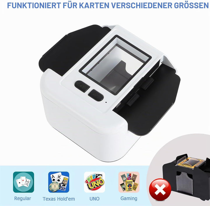Automatischer Kartenmischer für 1-2 Decks,wiederaufladbarer 2000-mAh-Akku,elektrischer Shuffler für