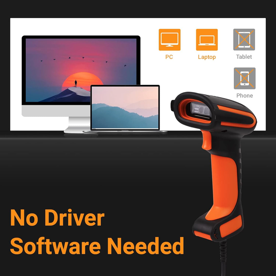 Tera Pro Leistungsstarker Industrie 1D 2D QR Barcodescanner mit Kabel und Ständer robust stossfest s