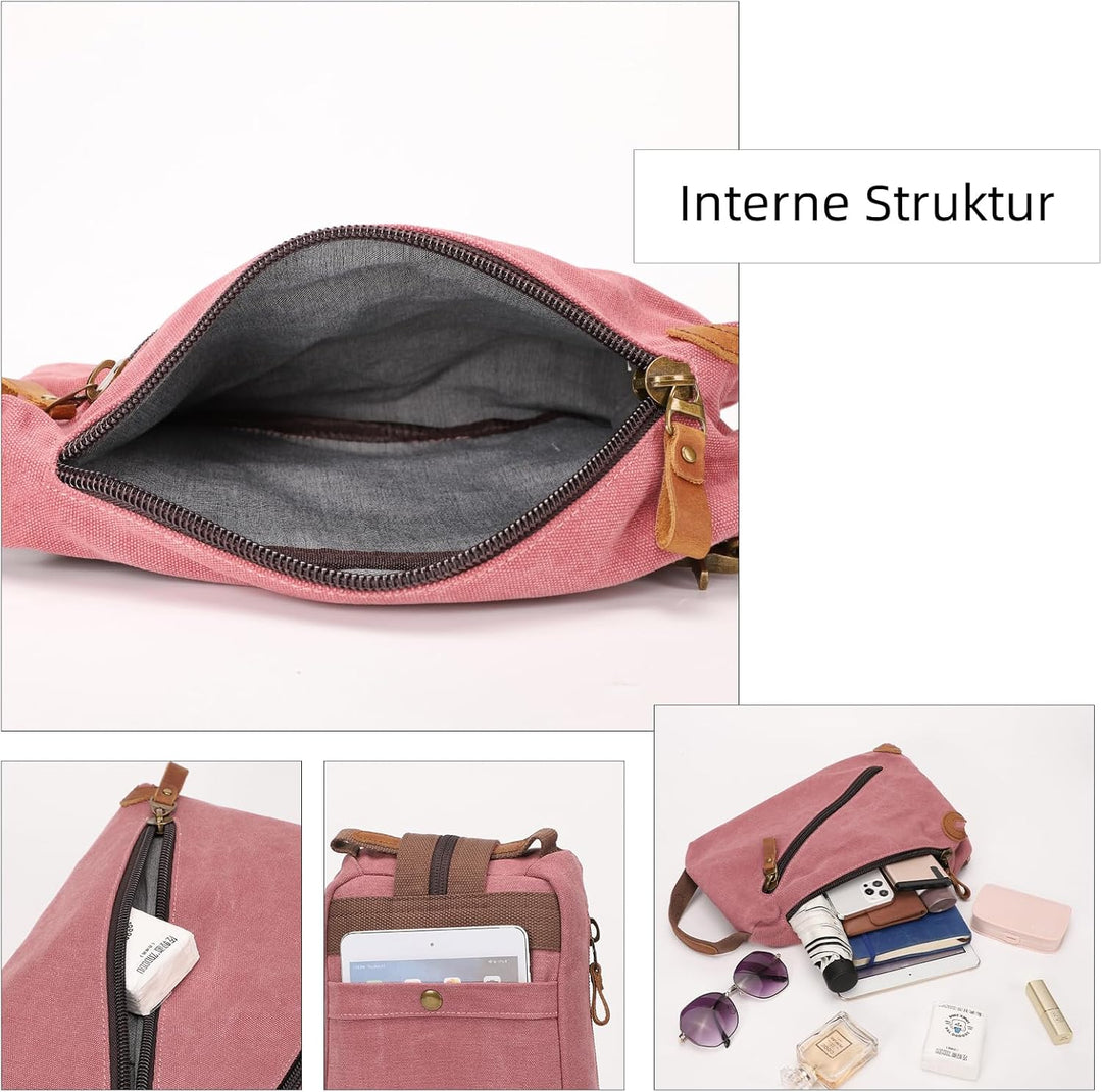 KL928 Canvas Sling Bag Herren und Damen, Schultertasche Crossbody Schulterrucksack Rucksack Shoulder