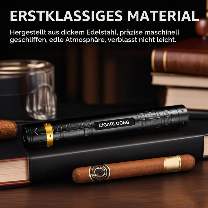 Zigarrenetui 3-in-1 Edelstahl Zigarrenrohr mit Hygrometer, Zigarrenpunsch und Zigarrenhalter, langle