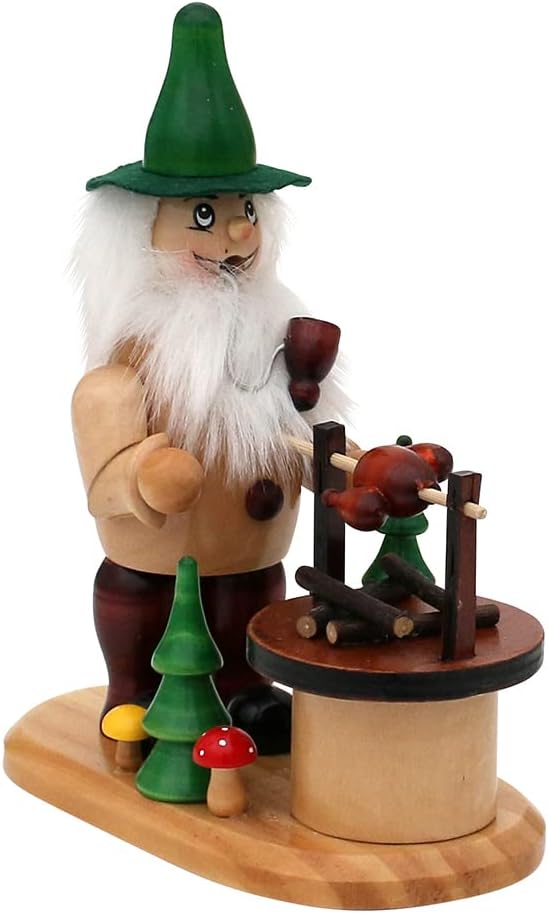 Wichtelstube-Kollektion Holz Räuchermann Räuchermännchen Waldwichtel am Grill natürliche und urige P