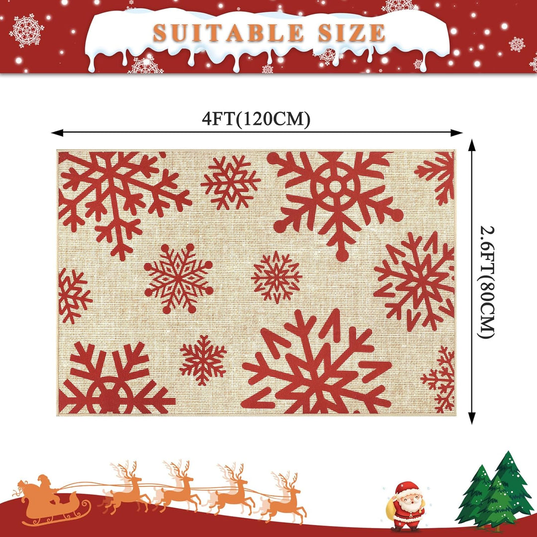 Enyhom Weihnachten Gross Schmutzfangmatte 80 x 120 cm, rutschfeste Maschinenwaschbare Schneeflocken