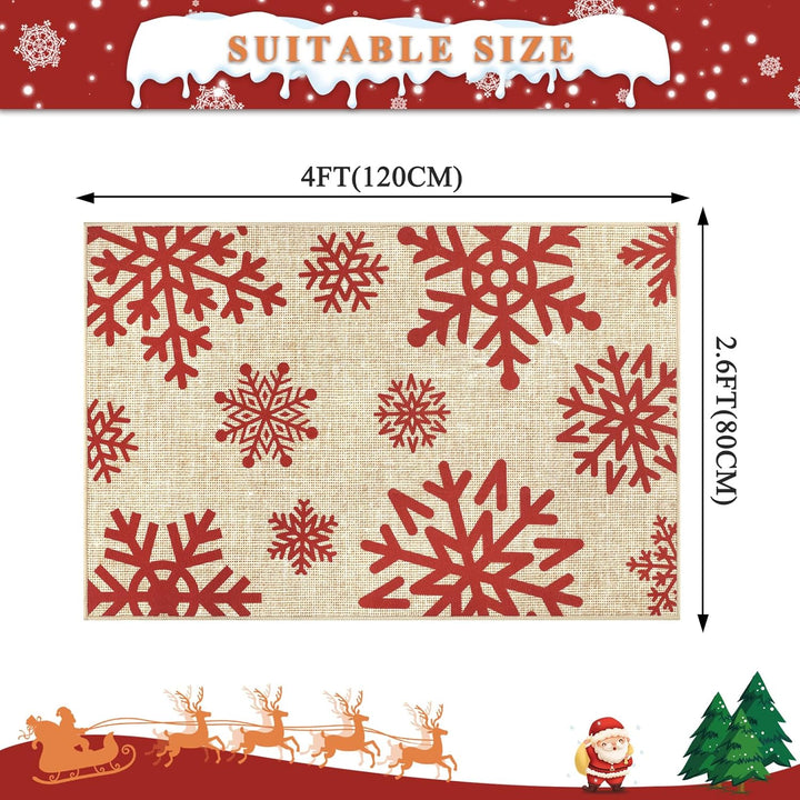 Enyhom Weihnachten Gross Schmutzfangmatte 80 x 120 cm, rutschfeste Maschinenwaschbare Schneeflocken