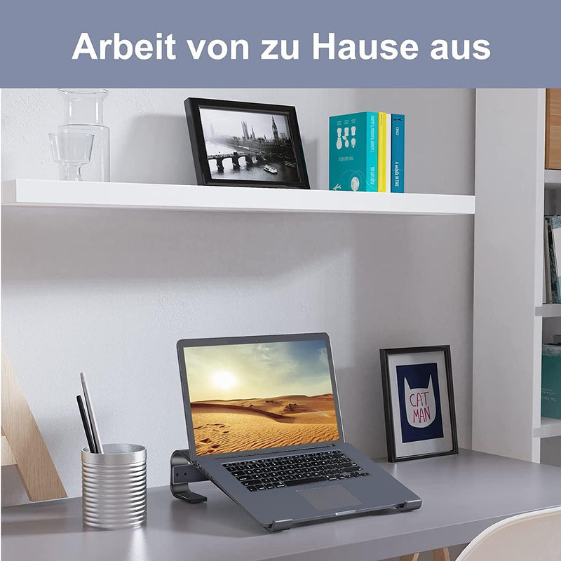 Soqool Laptop Ständer, Ergonomisch Laptop Halterung für Schreibtisch, Aluminium Notebook Ständer mit