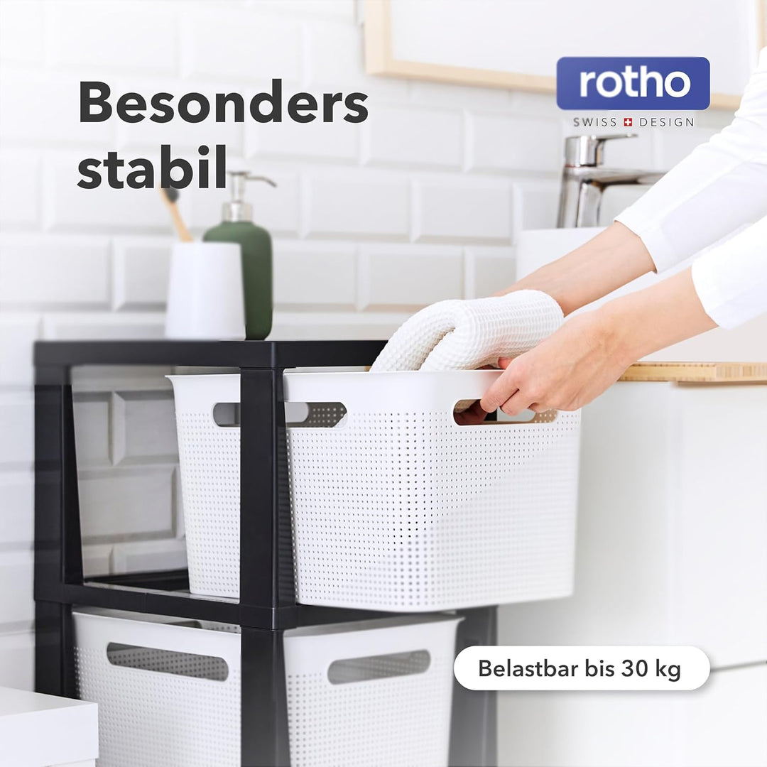 Rotho Brisen Rollcontainer mit 3 Schubladen, Kunststoff (PP recycelt), anthrazit, 3x16l (36,6 x 30,0