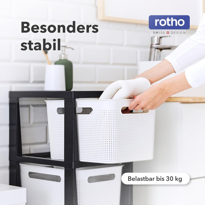 Rotho Brisen Rollcontainer mit 3 Schubladen, Kunststoff (PP recycelt), anthrazit, 3x16l (36,6 x 30,0
