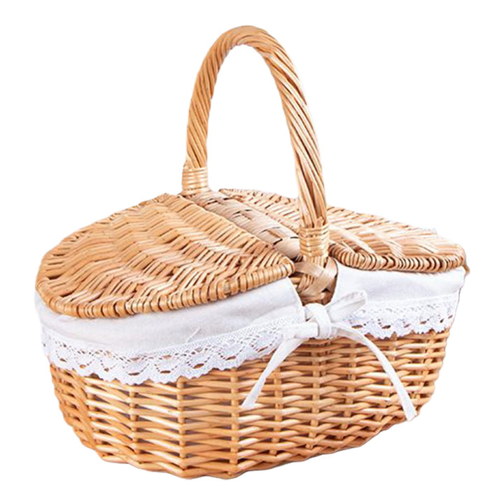 Weidenkorb mit Griff-Design – Picknickkörbe | leerer Weidenkorb | grosse Aufbewahrungsbox für Outdoo