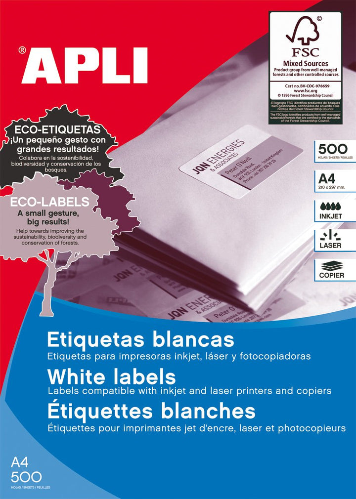 APLI 1778 Permanent-Etiketten, 52,5 x 29,7 mm, 500 Blatt 52,5 x 29,7 mm 500 Blatt, 52,5 x 29,7 mm 50