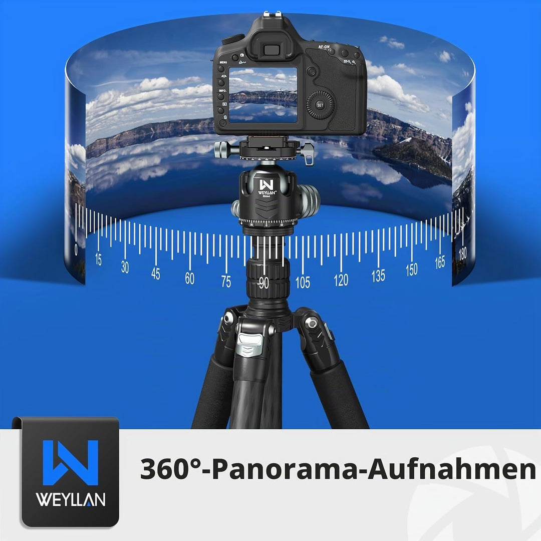 WEYLLAN Doppelter Panorama Low Profile Kugelkopf für 360 °drehbar,Stativkopf mit Schnellwechselplatt