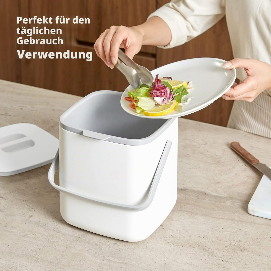 BLUE GINKGO Biomülleimer Küche – Kompostbehälter Küche mit Deckel, Griffen | Spülmaschinenfest | Her