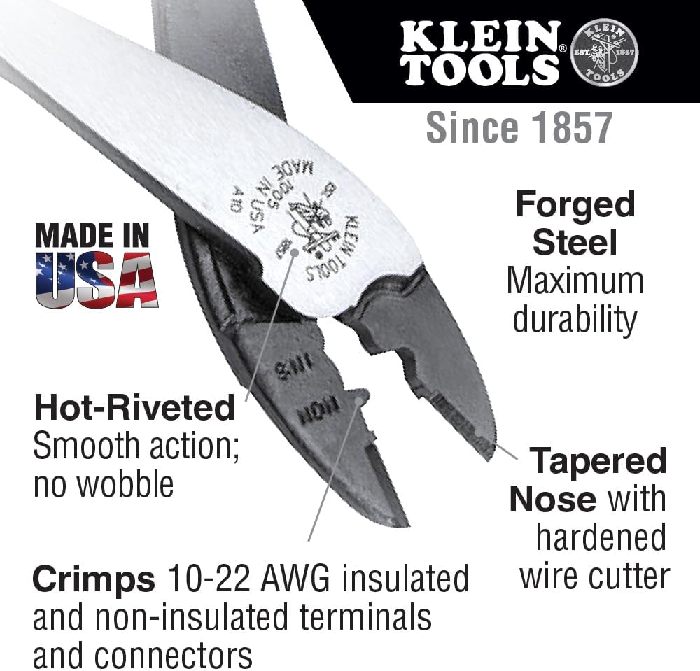 Crimp- und Schneidwerkzeug für isolierte und nicht isolierte Terminals, 9-3/4 Zoll Klein Tools 1005