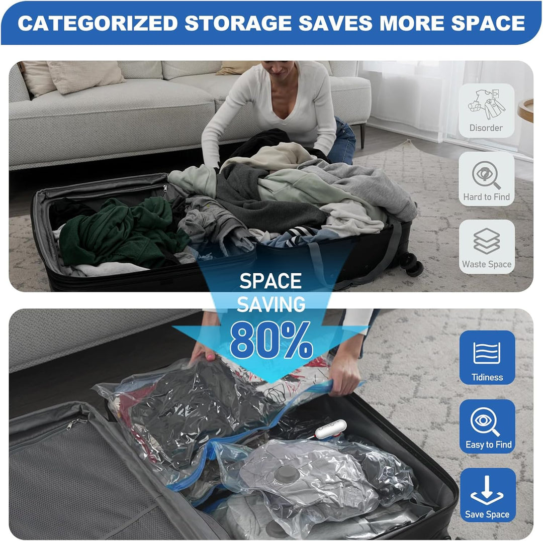 Vacbird Vakuumbeutel für Kleidung mit USB Elektropumpe, 15 Stück Kleidersack (5x 40*40cm / 5x 40*50c
