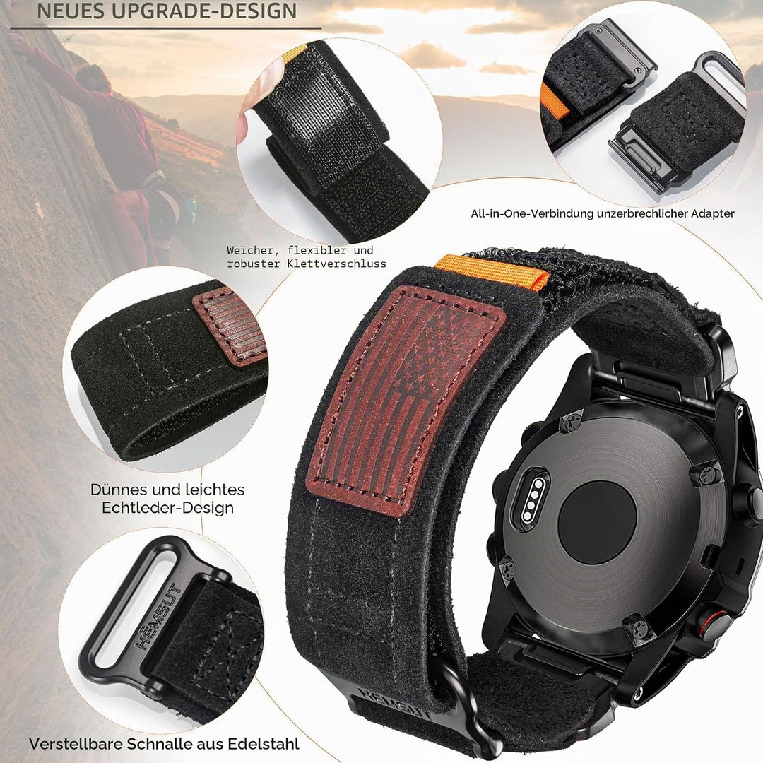 Armband für Garmin,Uhrenarmband Kompatibel mit Garmin superrobustes Nylon-Sportarmband für fēnix/For