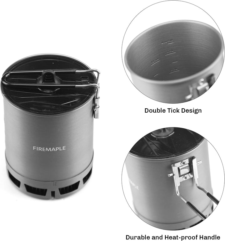 Fire-Maple G3 Camping-Küchenset Ultraleicht mit Aluminium-Topf, Titan-Kocher, Gabel und Löffel aus T