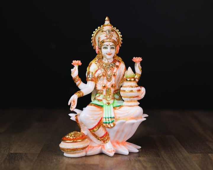 SHIVAJI ARTS Laxmi Statue, Marmor, Weiss, 18 cm