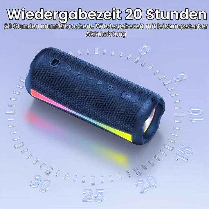 Bluetooth Lautsprecher, Musikbox Bluetooth 5.4 mit RGB Lichter, Tragbarer Lautsprecher Freisprechfun