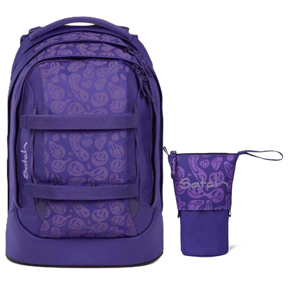 Satch Pack Schulrucksack Set 2tlg. inkl. Pencil Slider (Bright Faces), Bright Faces